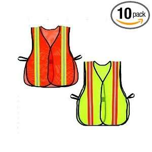  Industrial Lime Green Safety Vest with Reflective Strips, 10 pack