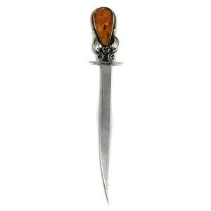   Amber and Sterling Silver Letter Opener Ian and Valeri Co. Jewelry