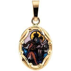  14k Gold And Porcelain Scapular Medal Jewelry