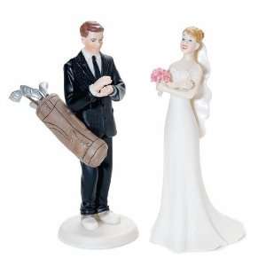  Golf Cake Topper with Exasperated Bride and Golfer Groom 