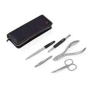   Stainless steel Manicure set for Men in a Black Leather case Beauty
