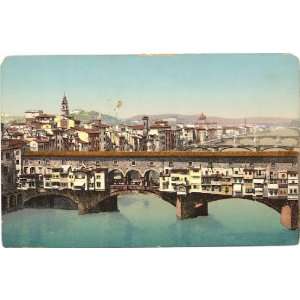 1930s Vintage Postcard Ponte Vecchio River Arno Florence Italy