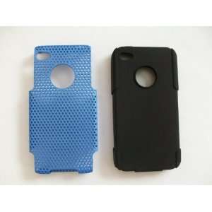  Combination iPhone 4/4G Hard Blue Reticular Surface with 
