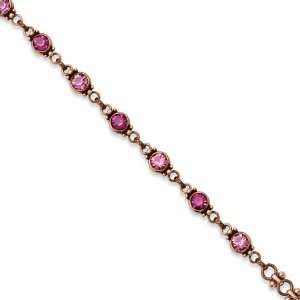    tone Faceted Light and Dark Pink Crystal 15.5in Necklace/Mixed Metal