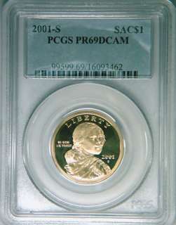 2001 S PCGS PR69DCAM proof Sacagawea gold dollar  