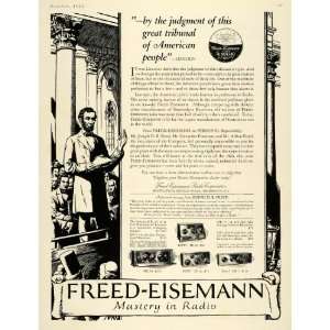  1925 Ad Abraham Lincoln Freed Eisemann Radio Receiver 