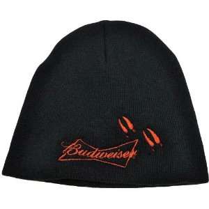  Budweiser Bud Beer King Black Red Cuffless Winter Knit Hat 