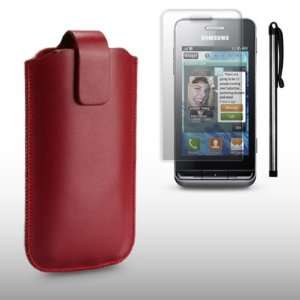  SAMSUNG S7230E WAVE 723 RED PU LEATHER CASE WITH SCREEN 