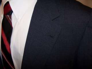 Brooks Brothers Vtg Mens Dark Blue Glen Check Two Button Blazer size 