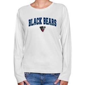   Black Bears Ladies White Logo Arch Long Sleeve Classic Fit T shirt