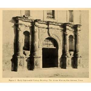  1920 Print Battle Alamo Mission Doorway San Antonio 
