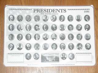 Learning Placemats   US Presidents *NEW* M. Ruskin Co.  