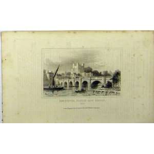   C1848 View Rochester Castle Bridge Kent Dugdales Print