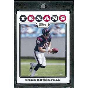  2008 Topps # 29 Sage Rosenfels   Houston Texans   NFL Trading 