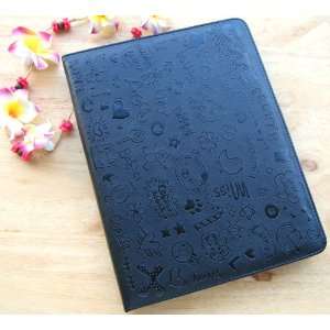  Smart Cute Pretty Lovely black Leather Cover Case for iPad 