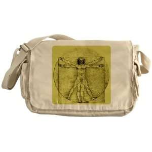  Khaki Messenger Bag Vitruvian Man by Da Vinci Everything 