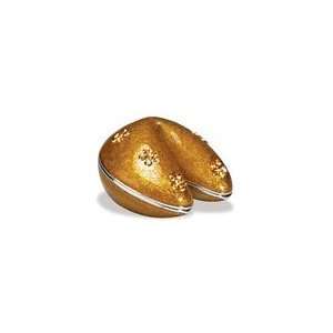 Collectible Bejeweled Pewter Golden Bronze Color Fortune Cookie 