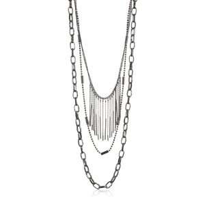  Morgan Ashleigh Gunmetal Fringe Necklace, 36 long 