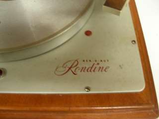 Vintage Rondine Rek o Kut model 12b turntable record player wood tone 