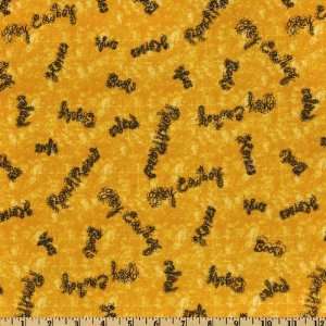  44 Wide Hey Cowboy Flannel Words Gold Fabric By The 