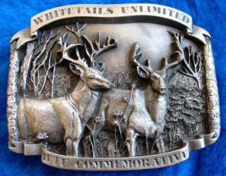 Vintage Whitetails Unlimited Deer Hunting Belt Buckle  