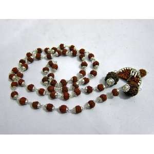   Beads with Silver Caps with Five Mukhi Rudraksha Beads Arts, Crafts