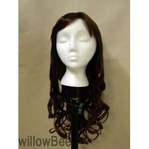   Dark brown tip with Medium Auburn large curls / bangs synthetic wigs