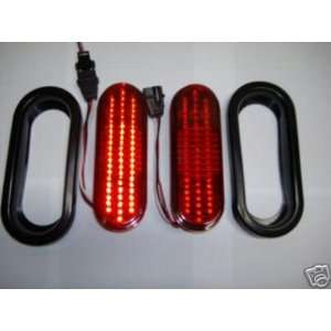  Red Oval 60 LED Truck RV Trailer Stop Turn Tail Lights 