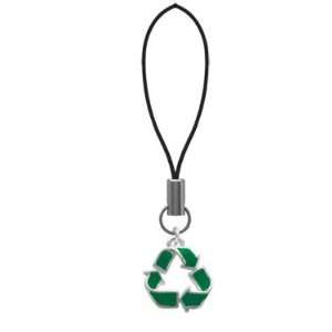  Green Enamel Recycle Symbol   Cell Phone Charm [Jewelry 