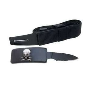 Skull Belt Knife Adjustable Black Web Belt Offers Innocent Looking 3 
