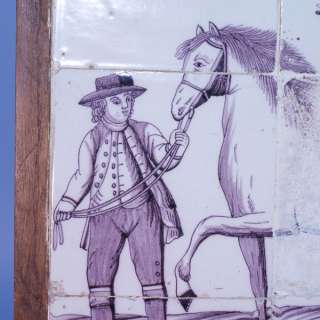 Dutch Delft tile picture / mural 18th century Horse  