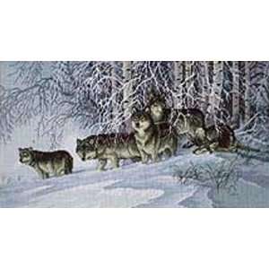  Cross Stitch Kit Winters Lace Wolves Dimensions Gold 