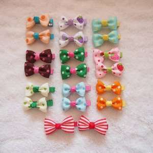 Assorted Set of 20 Colorful Hair Bow Clips (10 Matching 
