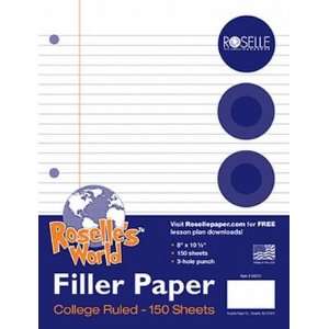  Roselle Filler Paper 10.5 X 8 College Ruled, 150 Count 