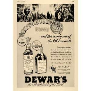  1937 Ad Dewars Medal Scotch Gentlemen White Label Plus 