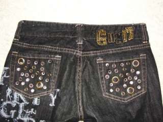 UNIT STRETCH BOOTCUT JEANS CRYSTALS SIZE 1 X 31.5 R  