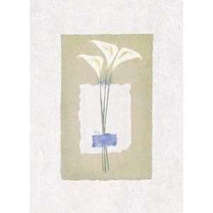  3 Lilies On White And Beige Squares Poster Print