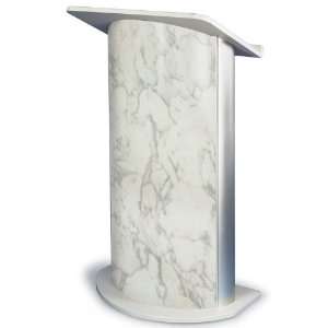  Bianco Marble with Satin Anodized Aluminum Curved Lectern 