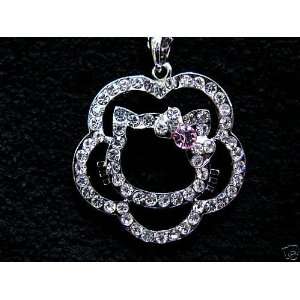   Flower Diamante Pendant (Pink Crystal Bow Middle) 