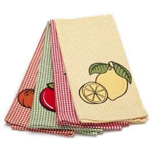  DII Mixed Fruit Applique Kitchen Towel, Set of 4
