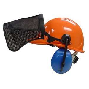 Brush Cutter System Orange Hard Hat with Ear Muff Attachment, Visor 