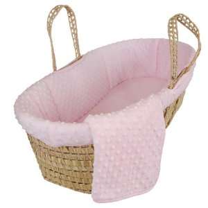  Dimple Velour Moses Basket in Pink Baby