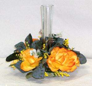 YELLOW Rose CANDLE RING Silk Wedding Centerpiece Flower  