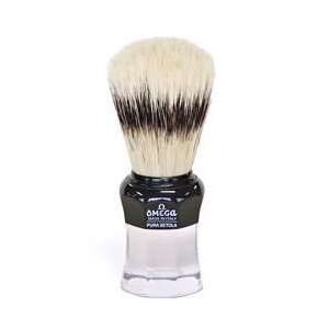  Omega Black n Clear Boar Hair Shaving Brush with Stand 