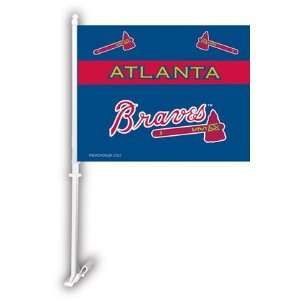  Atlanta Braves Car Flag W/Wall Brackett Set Of 2   Car 