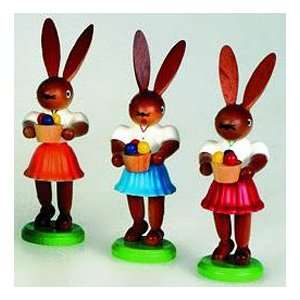  Trio German Easter Bunny Girl Figurines 
