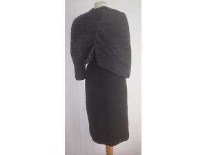 Tracy Reese black wool eve skirt suit pleated shawl 4/6  