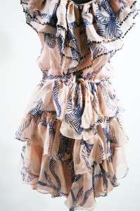 NEW AUTH Rebecca Taylor Pink Ruffle Silk Print Dress 2  