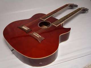 This is a 6/12 String Acoustic Electric Double Neck Guitar, Cutaway 