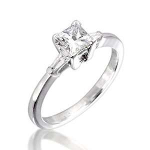 65ct Corner Claw Princess Cut Diamond Solitaire Engagement Ring with 